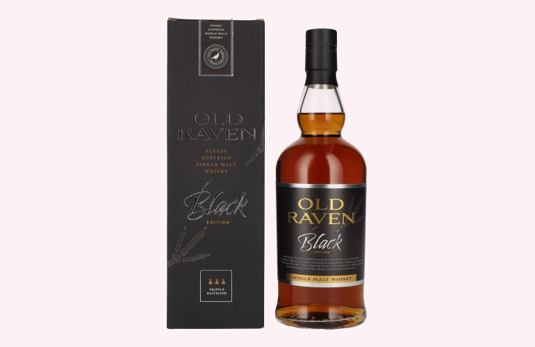 Old Raven Triple Distilled Single Malt Whisky Black Edition Fasstärke Batch 1 55,2% Vol. 0,7l en boîte cadeau