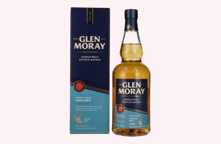 Glen Moray Smoky Classic Peated Single Malt 40% Vol. 0,7l en boîte cadeau