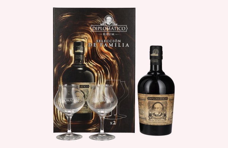 Diplomático SELECCIÓN DE FAMILIA Rum 43% Vol. 0,7l en boîte cadeau avec 2 Verres