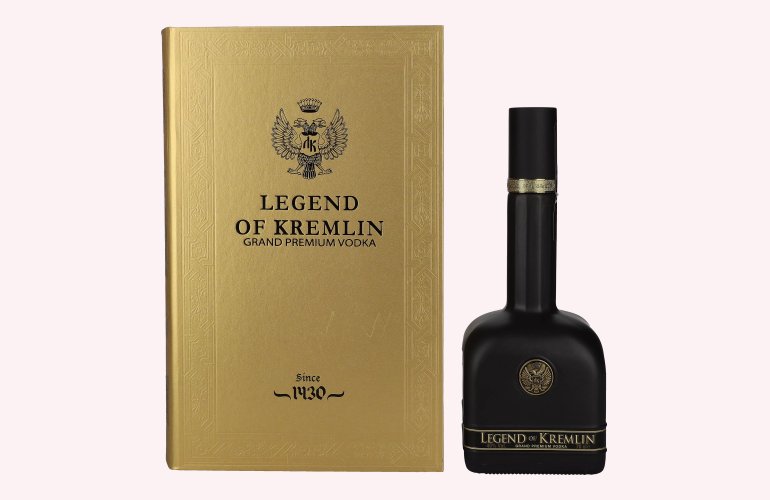 Legend of Kremlin Premium Russian Vodka BLACK BOTTLE-GOLD BOOK 40% Vol. 0,7l in geschenkverpakking