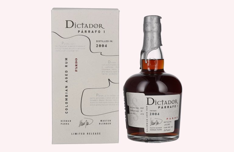 Dictador PÁRRAFO I 18 Years Old PARDO Vintage 2004 41% Vol. 0,7l en boîte cadeau