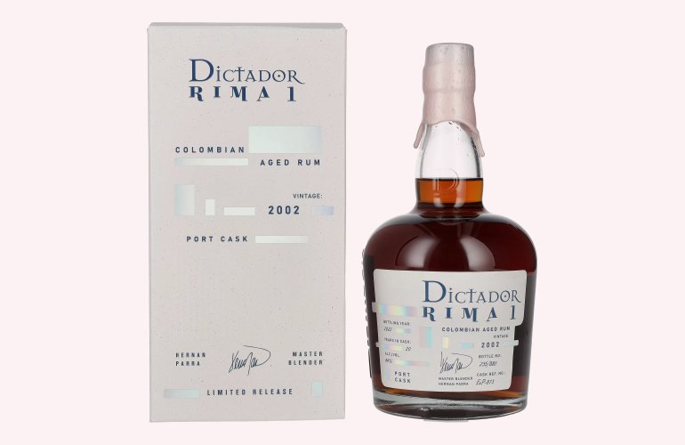 Dictador RIMA 1 20 Years Old PORT CASK Vintage 2002 44% Vol. 0,7l in geschenkverpakking