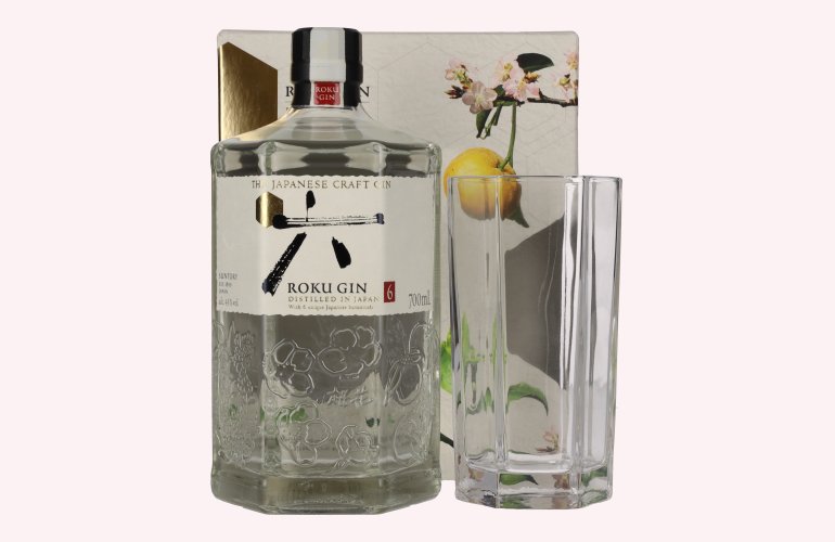 Roku Gin The Japanese Craft Gin 43% Vol. 0,7l en boîte cadeau avec Verre