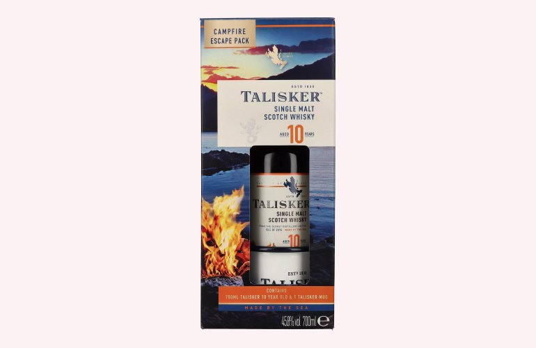 Talisker 10 Years Old Campfire Escape Pack 45,8% Vol. 0,7l en boîte cadeau avec Talisker Mug