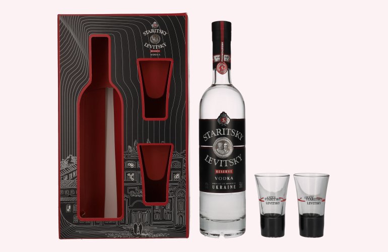 Staritsky & Levitsky RESERVE Vodka 40% Vol. 0,5l en boîte cadeau avec 2 Verres