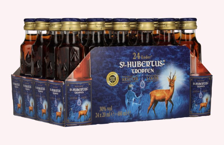 St. Hubertus Tropfen Kräuterlikör 30% Vol. 24x0,02l