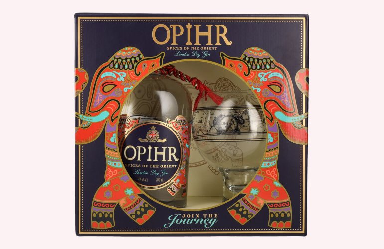 Opihr ORIENTAL SPICED London Dry Gin 42,5% Vol. 0,7l in geschenkverpakking met Globe-Glas