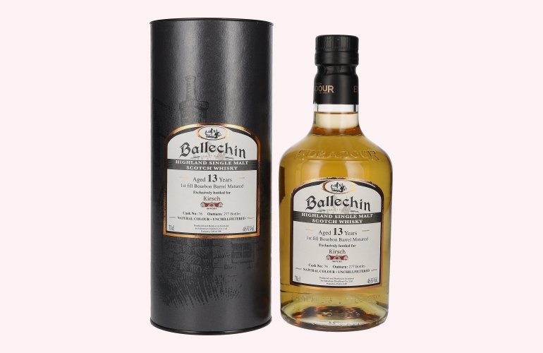 Edradour Ballechin 13 Years Old Bourbon Barrel Exclusively for Kirsch 46% Vol. 0,7l in geschenkverpakking