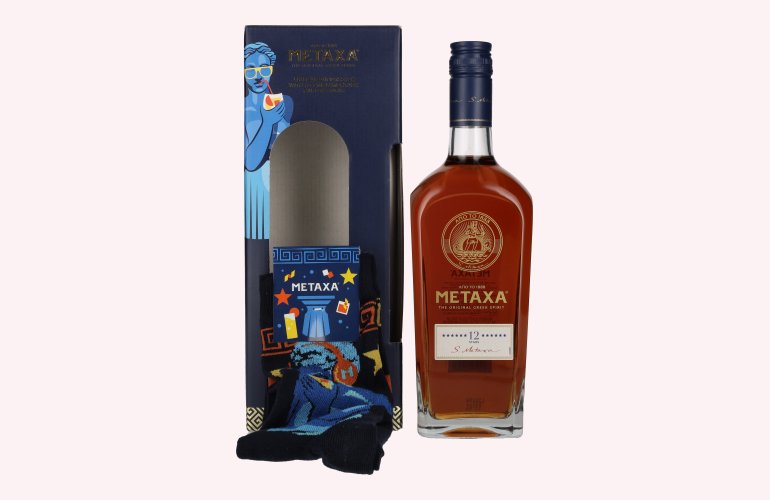 Metaxa 12 Stars 40% Vol. 0,7l en boîte cadeau avec Socken