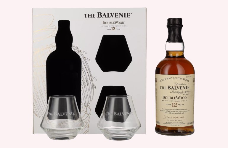 The Balvenie 12 Years Old Double Wood 40% Vol. 0,7l in geschenkverpakking met 2 Bril