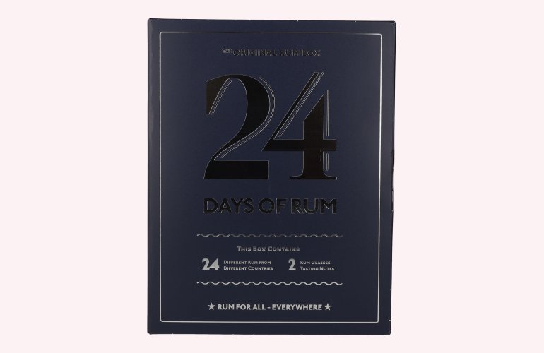 1423 24 DAYS OF RUM The Original Rum Box Blue Edition 42,5% Vol. 24x0,02l en boîte cadeau avec 2 Nosing Verres