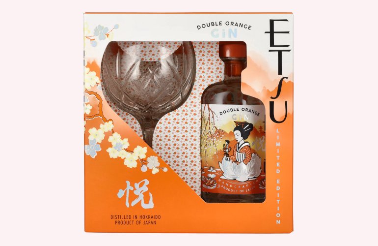 Etsu Gin DOUBLE ORANGE Limited Edition 43% Vol. 0,7l in geschenkverpakking met Glas