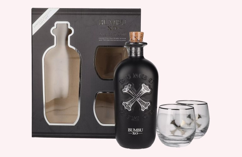 Bumbu XO Handcrafted Rum 40% Vol. 0,7l en boîte cadeau avec 2 Verres