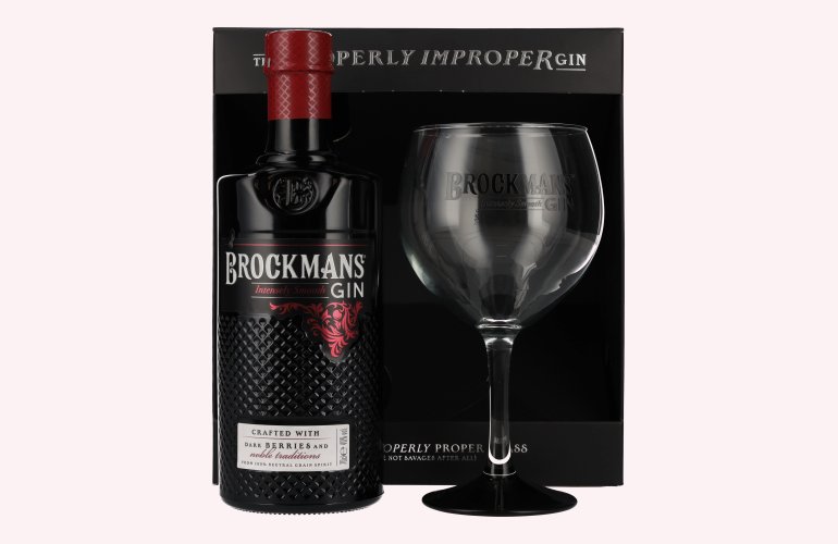 Brockmans Intensely Smooth PREMIUM GIN 40% Vol. 0,7l en boîte cadeau avec Verre