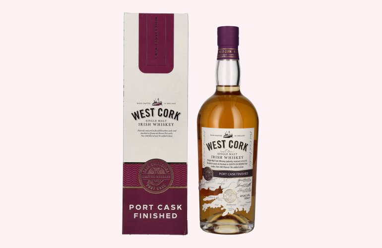 West Cork Single Malt Irish Whiskey PORT CASK FINISHED 43% Vol. 0,7l in geschenkverpakking