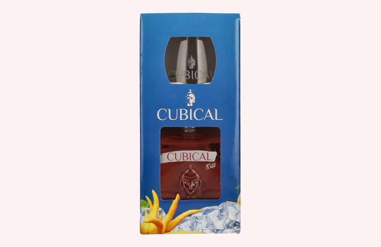 Cubical KISS Special Distilled Gin 37,5% Vol. 0,7l en boîte cadeau avec Verre