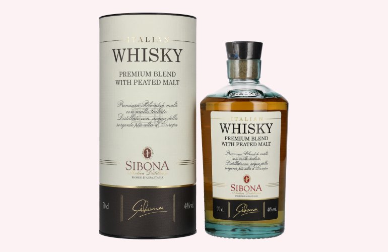 Sibona PREMIUM BLEND WITH PEATED MALT Italian Whisky 44% Vol. 0,7l en boîte cadeau