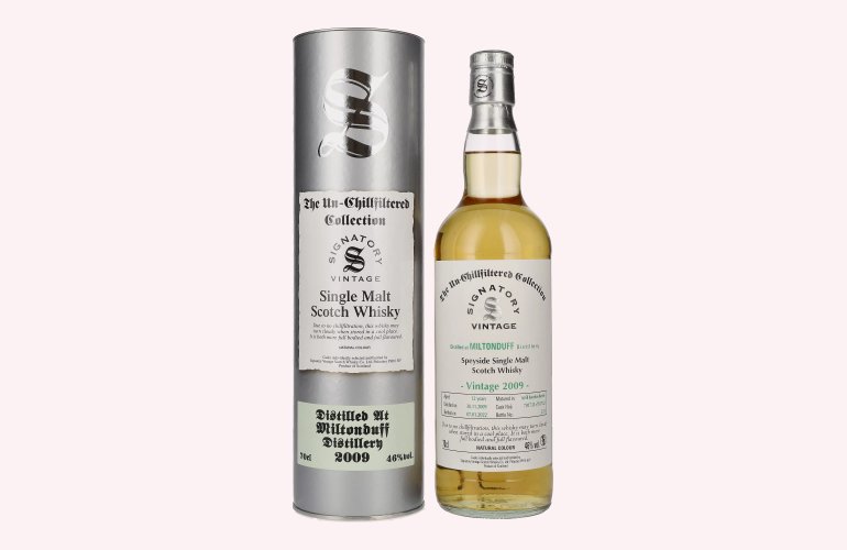 Signatory Vintage MILTONDUFF 12 Years Old The Un-Chillfiltered 2009 46% Vol. 0,7l in Tinbox