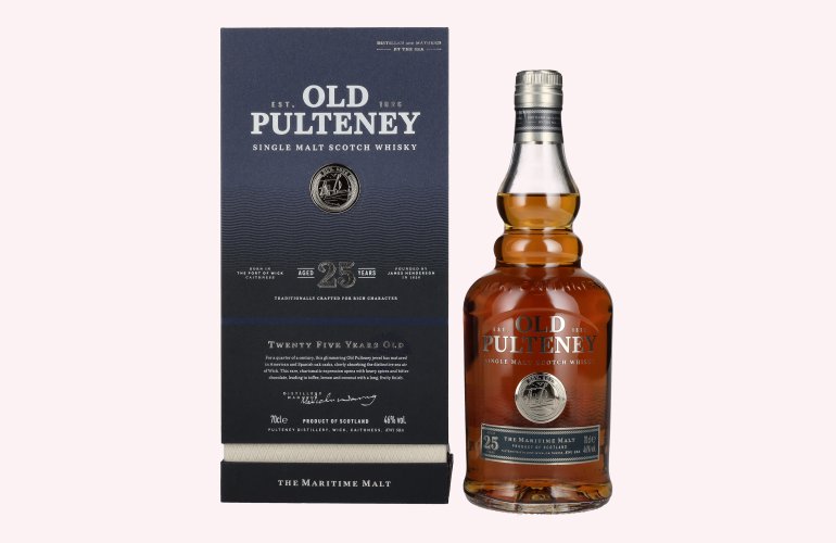 Old Pulteney 25 Years Old Single Malt Scotch Whisky 46% Vol. 0,7l in geschenkverpakking