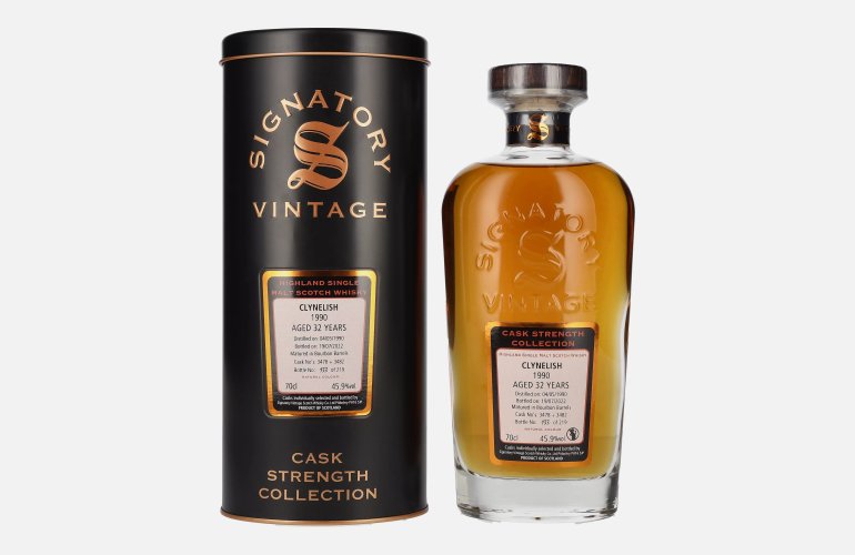 Signatory Vintage CLYNELISH 32 Years Old Cask Strength 1990 45,9% Vol. 0,7l in Tinbox