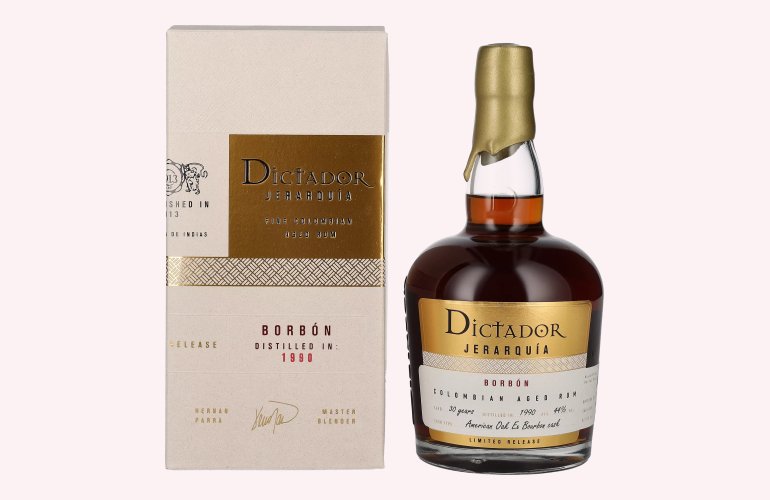 Dictador JERARQUÍA 30 Years Old BORBÓN Rum 1990 44% Vol. 0,7l in geschenkverpakking