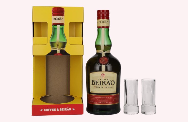 Beirao Licor 22% Vol. 0,7l in geschenkverpakking met 2 Bril