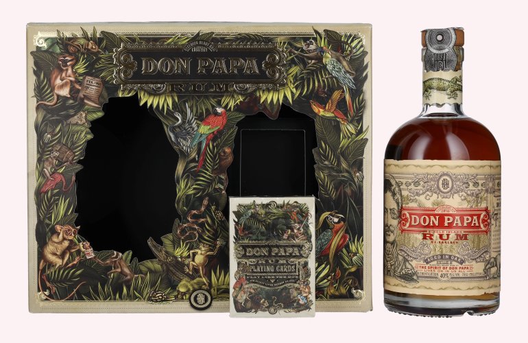 Don Papa 7 Years Old Single Island Rum 40% Vol. 0,7l in geschenkverpakking met Spielkarten