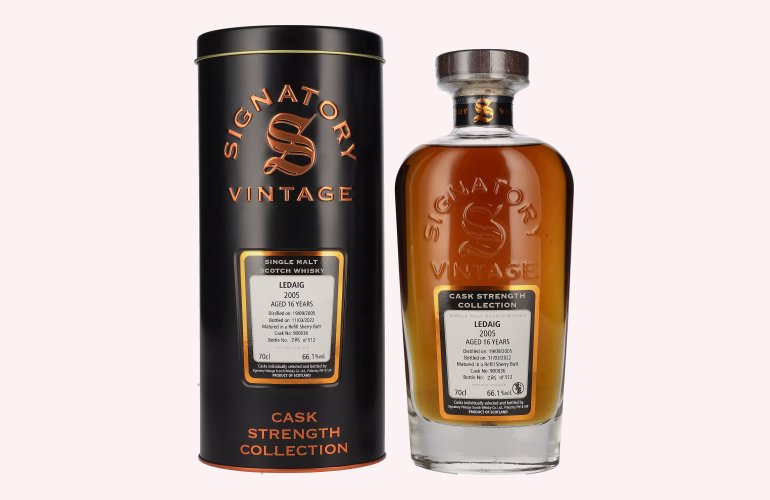 Signatory Vintage LEDAIG 16 Years Old Cask Strength 2005 66,1% Vol. 0,7l in Tinbox