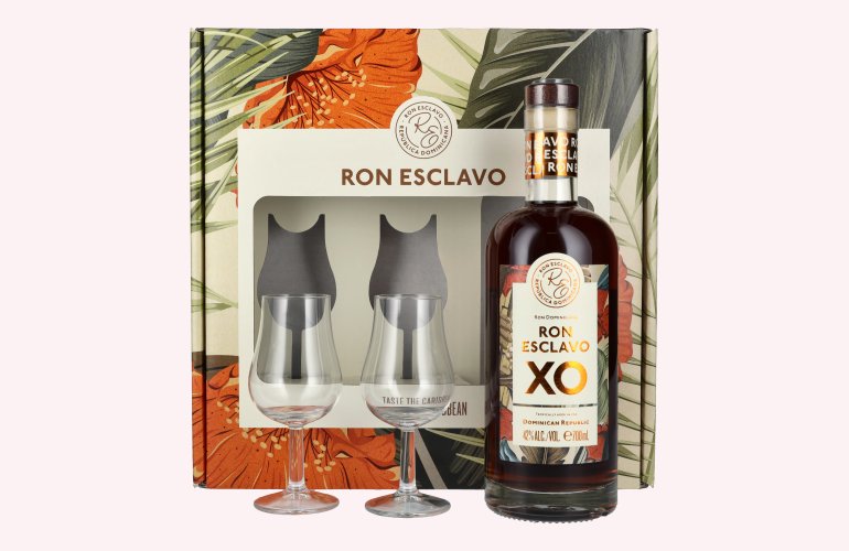 Ron Esclavo XO Ron Dominicana 42% Vol. 0,7l in geschenkverpakking met 2 Bril