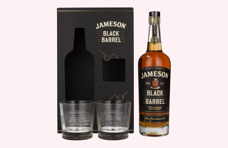 Jameson BLACK BARREL Triple Distilled Irish Whiskey 40% Vol. 0,7l in geschenkverpakking met 2 Bril