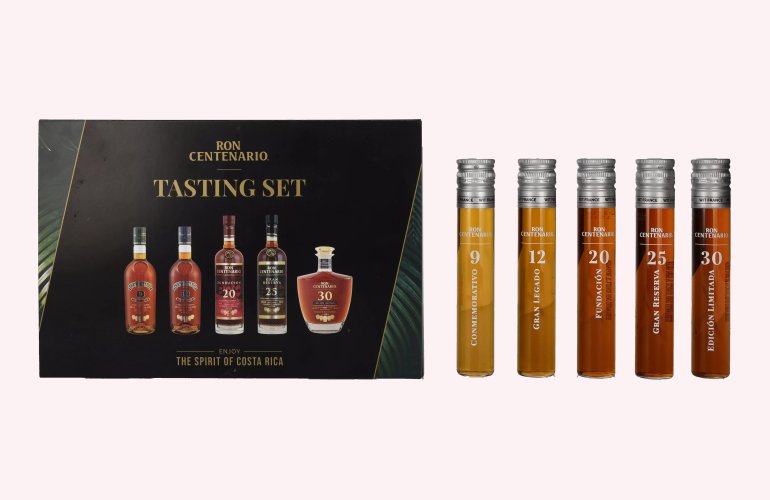 Ron Centenario (9/12/20/25/30) TASTING SET 40% Vol. 5x0,05l en boîte cadeau