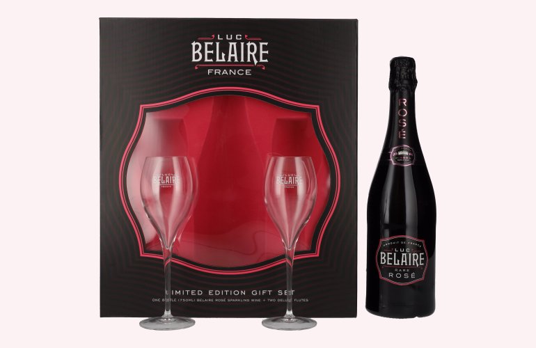 Luc Belaire Rare Rosé 12,5% Vol. 0,75l en boîte cadeau avec 2 Verres