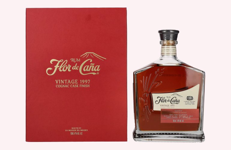 Flor de Caña Rum Cognac Cask Finish Vintage 1997 47% Vol. 0,7l in geschenkverpakking