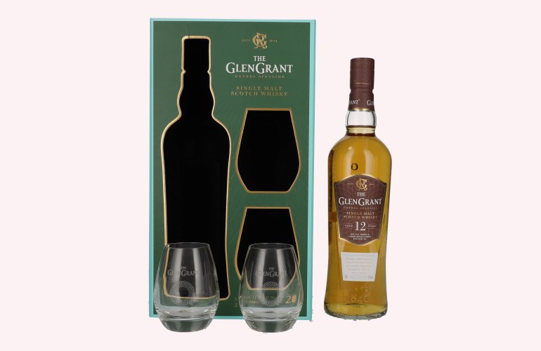 Glen Grant 12 Years Old Single Malt 43% Vol. 0,7l en boîte cadeau avec 2 Verres