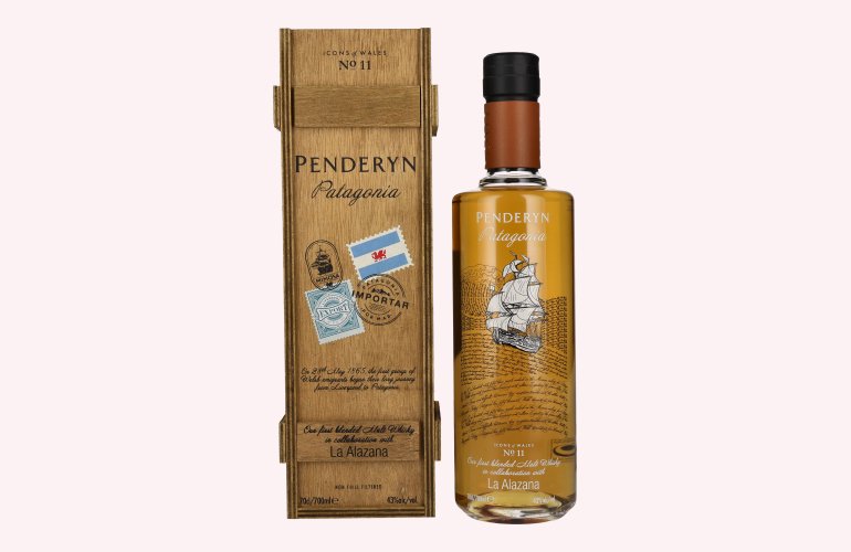 Penderyn PATAGONIA Blended Malt Welsh Whiskey Icons of Wales Nr. 11 43% Vol. 0,7l in Holzkiste