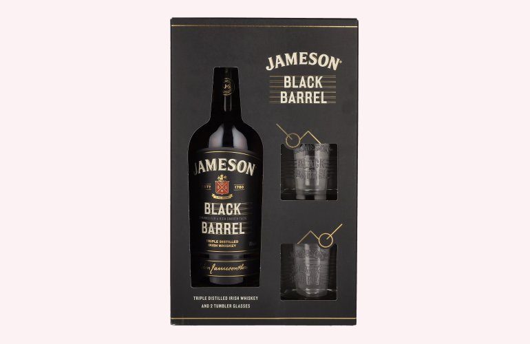 Jameson BLACK BARREL Triple Distilled Irish Whiskey 40% Vol. 0,7l in geschenkverpakking met 2 Bril