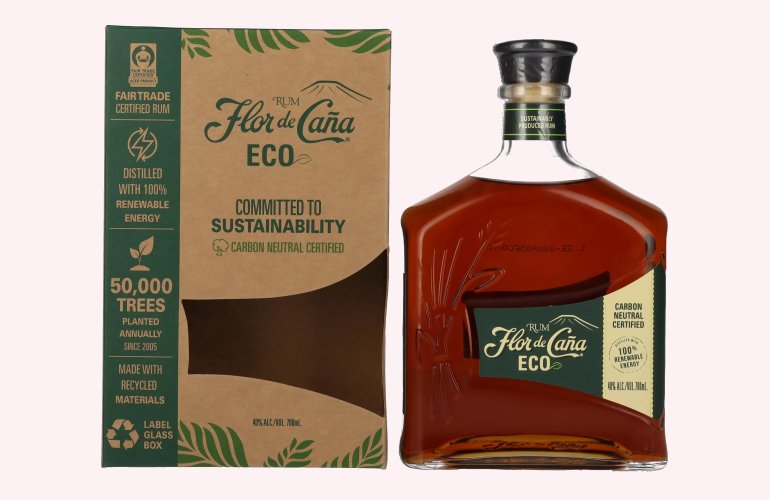 Flor de Caña ECO Rum 40% Vol. 0,7l en boîte cadeau