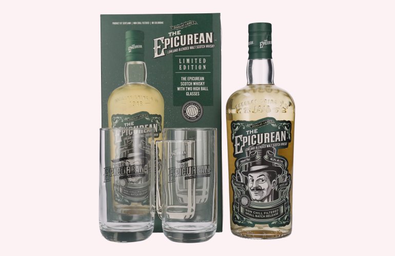 Douglas Laing THE EPICUREAN Lowland Blended Malt On-Pack 46,2% Vol. 0,7l en boîte cadeau avec 2 Verres