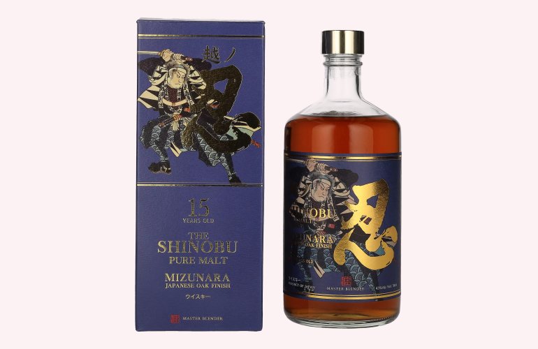 The Shinobu Pure Malt 15 Years Old Whisky MIZUNARA Japanese Oak Finish 43% Vol. 0,7l in geschenkverpakking