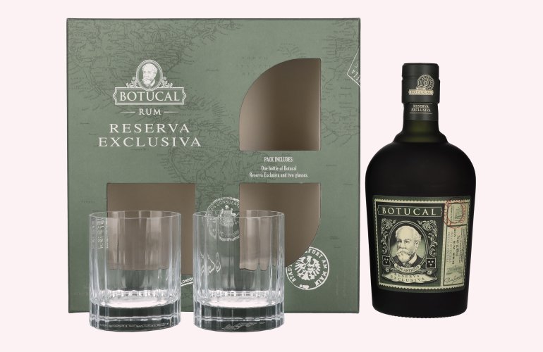 Botucal (Diplomático) RESERVA EXCLUSIVA Ron Antiguo OLD FASHIONED 40% Vol. 0,7l avec 2 Verres