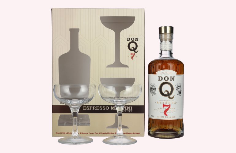 Don Q RESERVA Añejo 7 Años Puerto Rican Rum 40% Vol. 0,7l en boîte cadeau avec 2 Verres