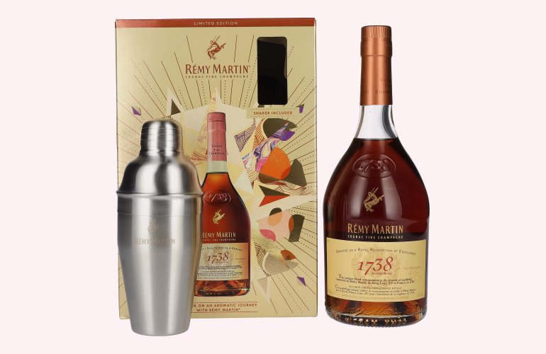 Rémy Martin 1738 ACCORD ROYAL Cognac Fine Champagne 40% Vol. 0,7l in geschenkverpakking met Shaker