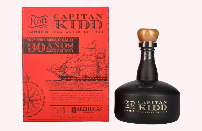 Ron Arehucas CAPITAN KIDD 30 Años Ron Canario 40% Vol. 0,7l in geschenkverpakking