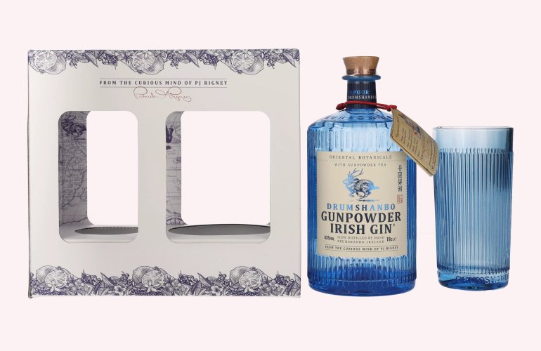 Drumshanbo Gunpowder Irish Gin 43% Vol. 0,7l en boîte cadeau avec Verre