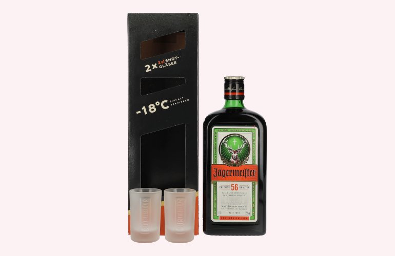 Jägermeister 35% Vol. 0,7l en boîte cadeau avec 2 Shotgläser