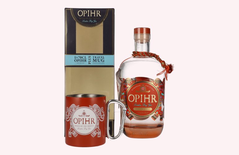 Opihr London Dry Gin EUROPEAN EDITION 43% Vol. 0,7l en boîte cadeau avec Travel Mug