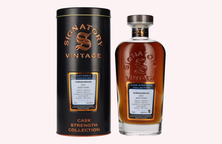 Signatory Vintage BUNNAHABHAIN 9 Years Old Cask Strength 2012 64,8% Vol. 0,7l in Tinbox