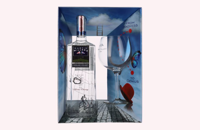 Martin Miller's Gin 40% Vol. 0,7l in geschenkverpakking met Glas