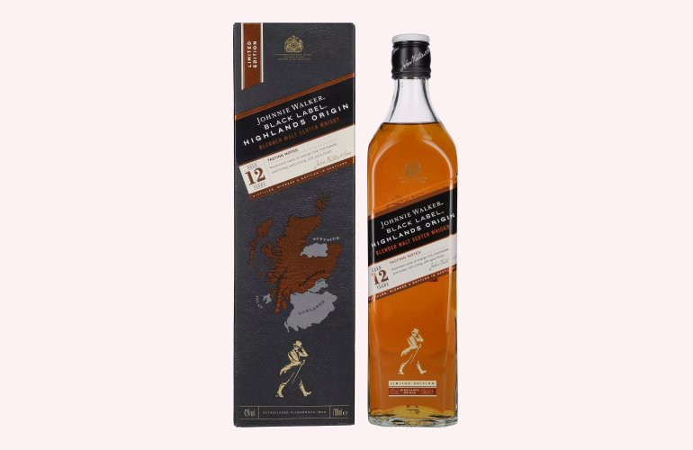 Johnnie Walker BLACK LABEL 12 Years Old HIGHLAND ORIGIN Limited Edition 42% Vol. 0,7l en boîte cadeau