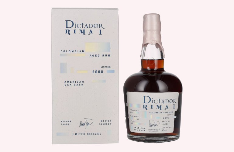 Dictador RIMA 1 22 Years Old AMERICAN OAK Cask Vintage 2000 43% Vol. 0,7l en boîte cadeau